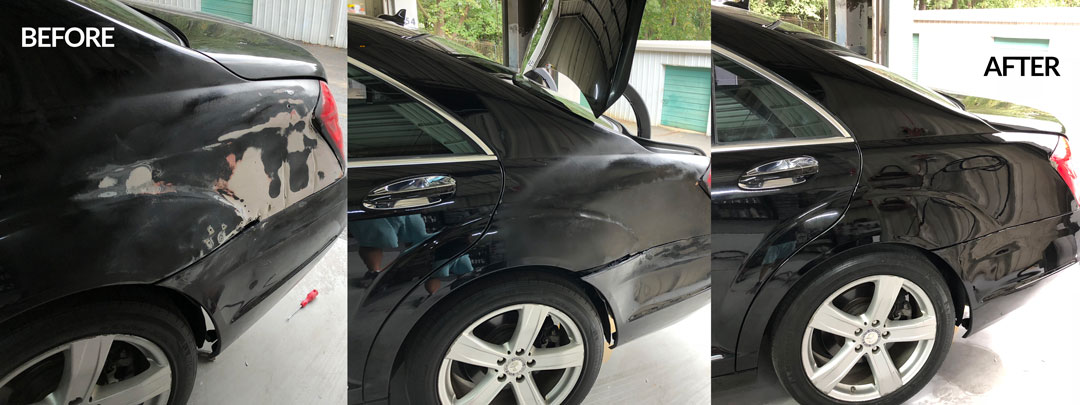 Black-Car-Before-and-After-Dent-Repair