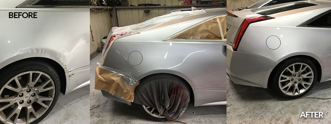 Silver Car Before and After Dent Repair